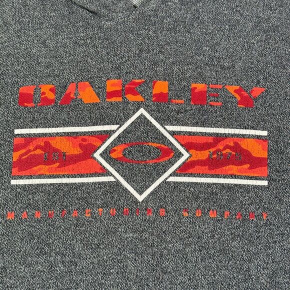 Oakley Hoodie Mens XL Gray Spellout Logo Pullover Sweatshirt Pocket Athleisure - Picture 3 of 11